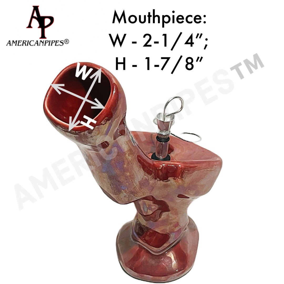 INHALE® 9-1/4&Prime; RED CERAMIC HOOKAH WATER PIPE WITH A PULL STEM MADE IN THE USA