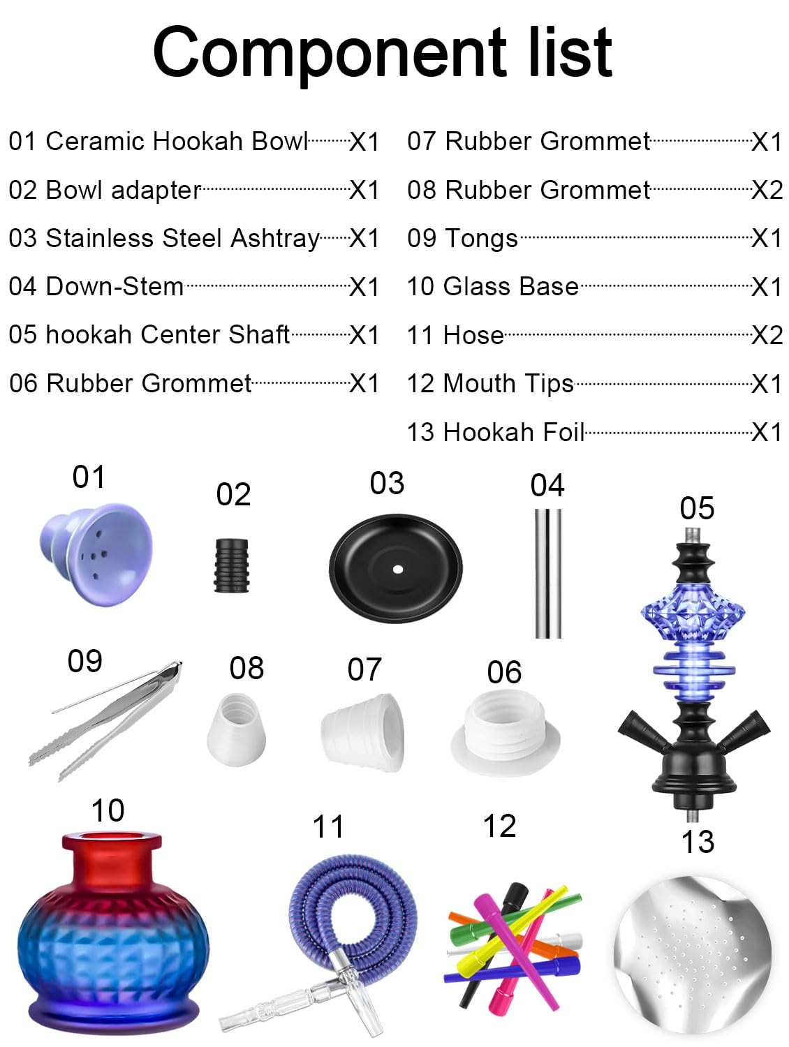 12 » Hookah Set 2 Hose Shisha With 2 Count (Pack of 1), Blue