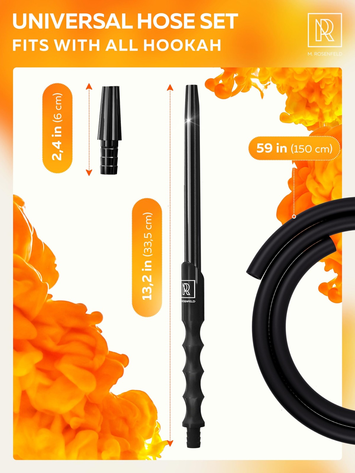 Hookah Black Hose with Hookah Adapter & Mouthpiece – Cleanable Silicone Hooka