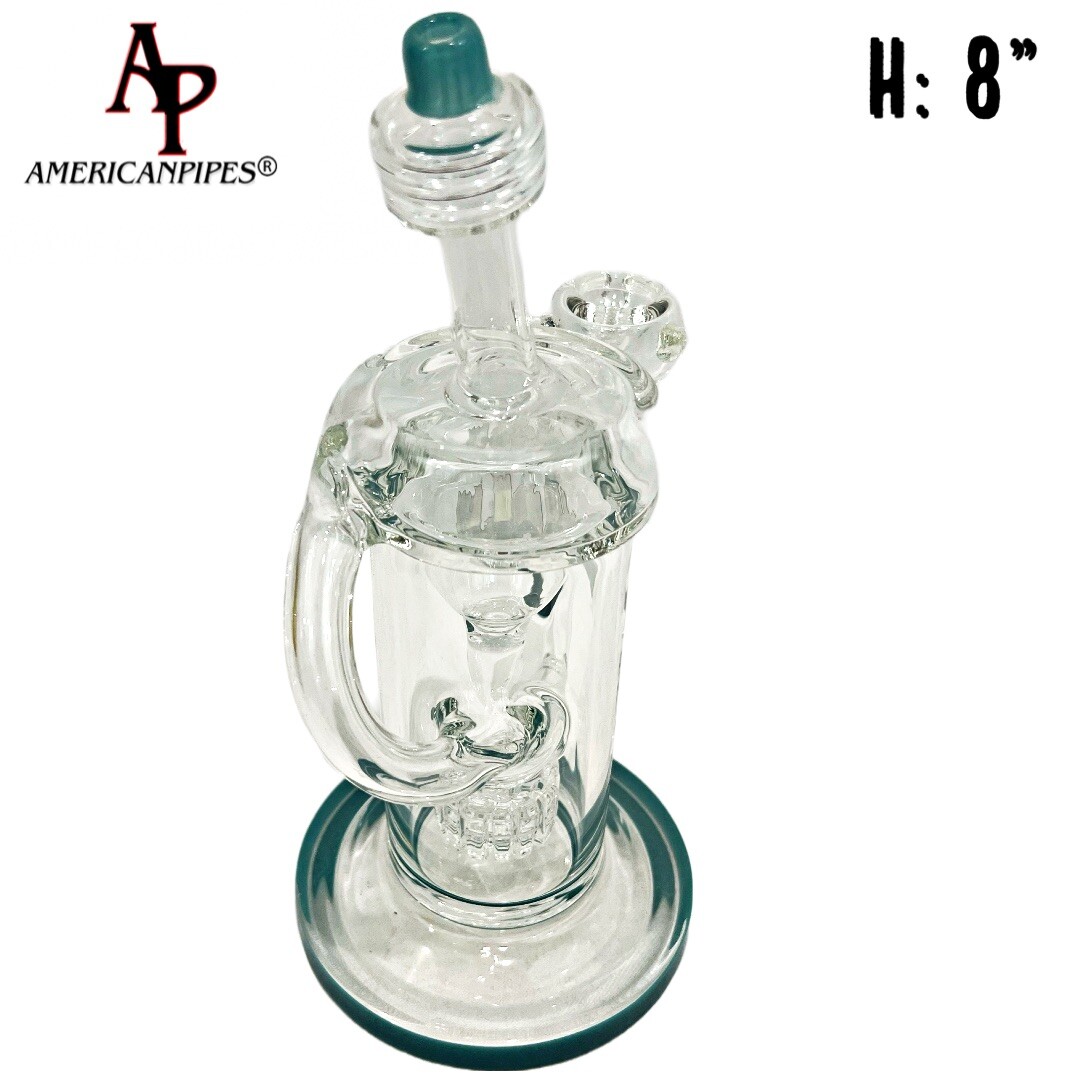 INHALE®️ 8” BOROSILICATE GLASS WATER PIPE WITH PERC MADE IN USA