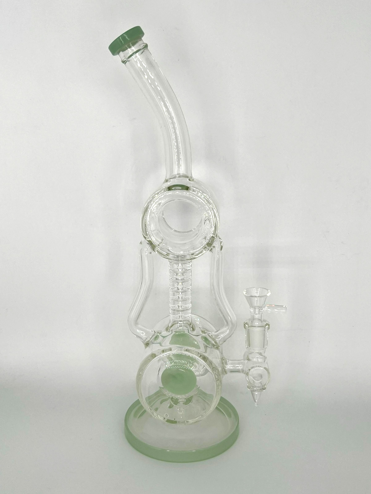 14&Prime;BIG SMOKING RECYCLER COIL & PERC BONG-14MM BOWL-2 LBS THICK GLASS-2FREE GIFTS