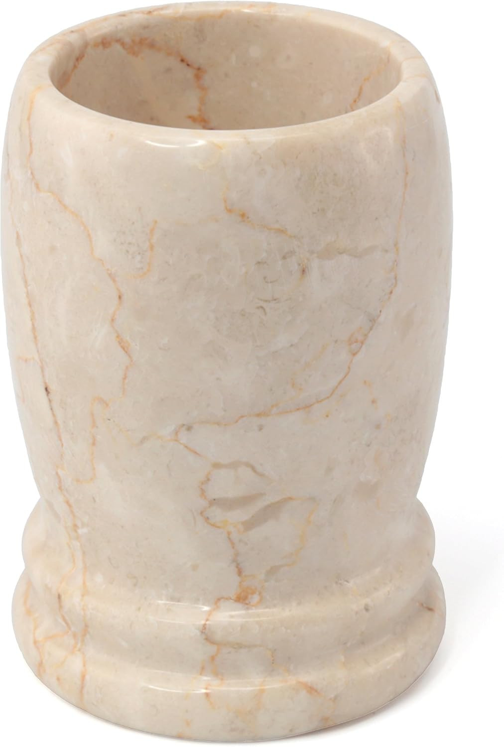 Natural Java Marble Toothbrush Tumbler, 3.3 X 4.5 Inch, Beige