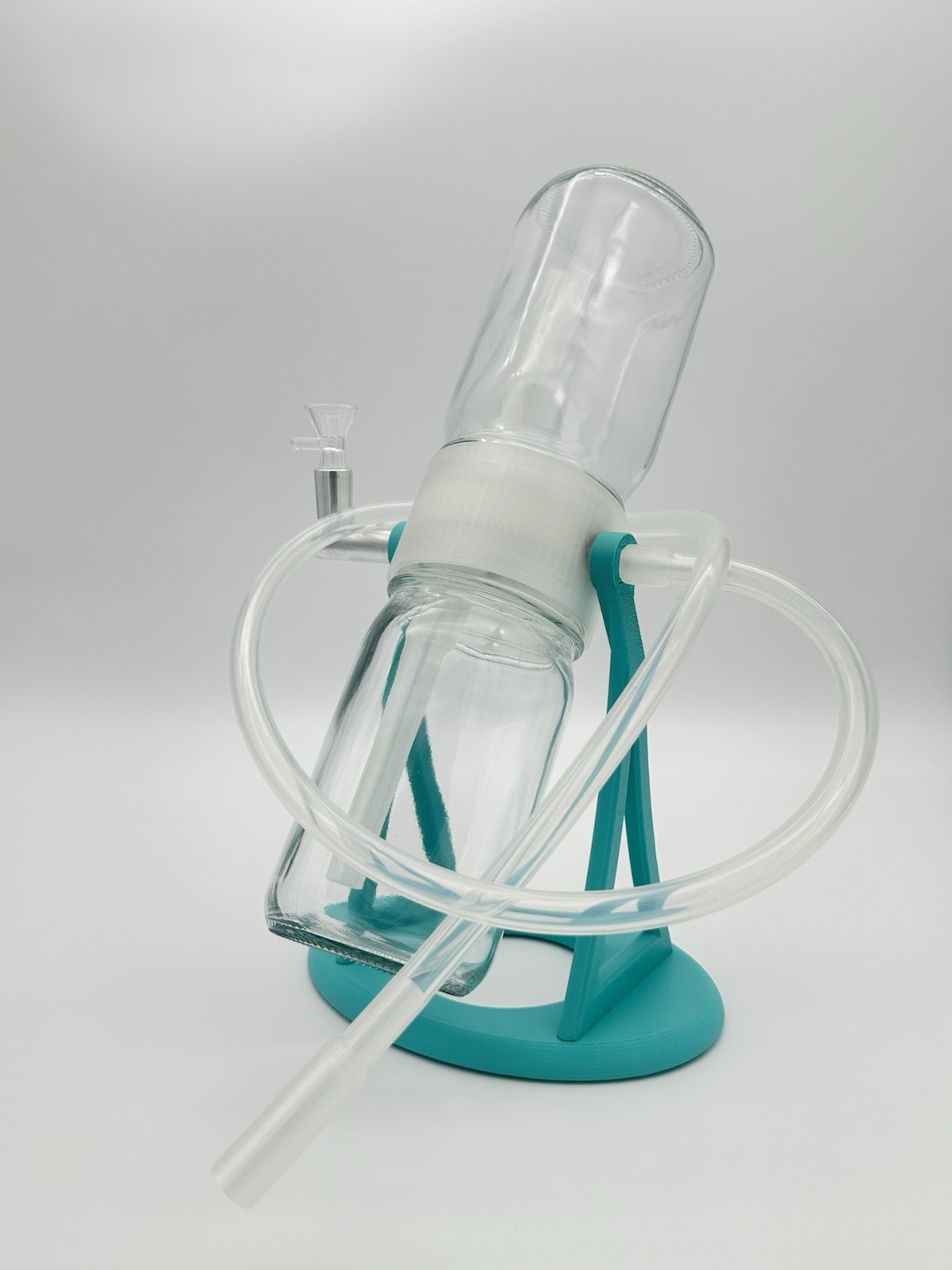360 Rotating Gravity Bong/Hookah Water Pipe. Teal Blue/Clear Edition