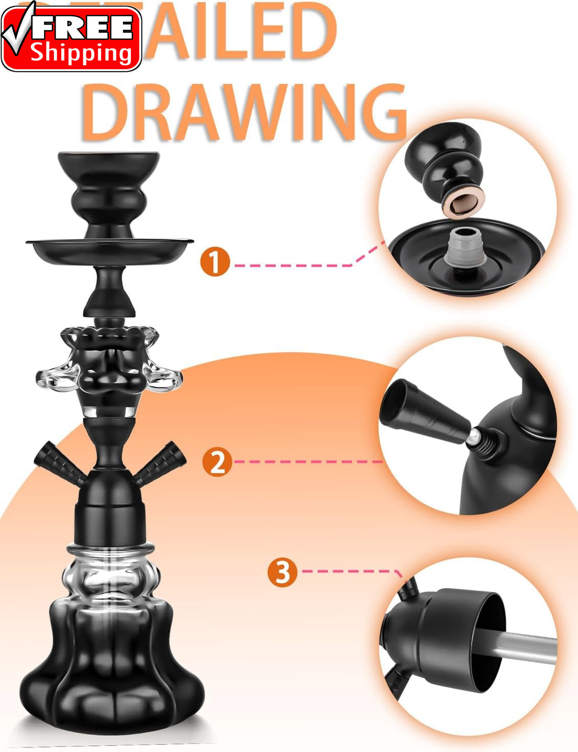 Hookah Set with Everything 14 » Shisha Hookah Complete Set – Glass Flower Vase,