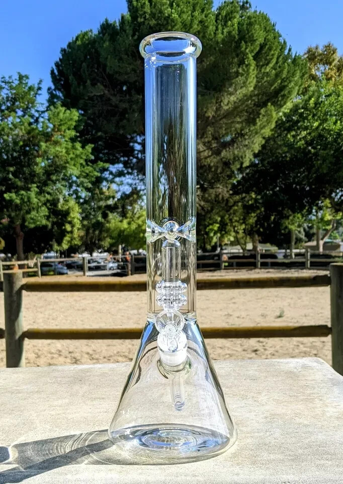 16 Inch Big Heavy Tree Perc Glass Bong Quality Tobacco Smoking Water Pipe Hookah