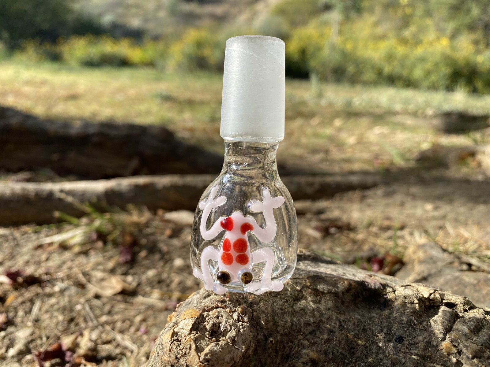 18mm Pink Frog Clear Glass Bowl Male Joint