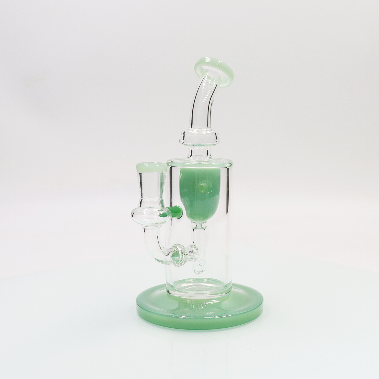 8 » Green Glass Smoking Waterpipes Recycler Bong with 14mm Bowl Handmade hookah