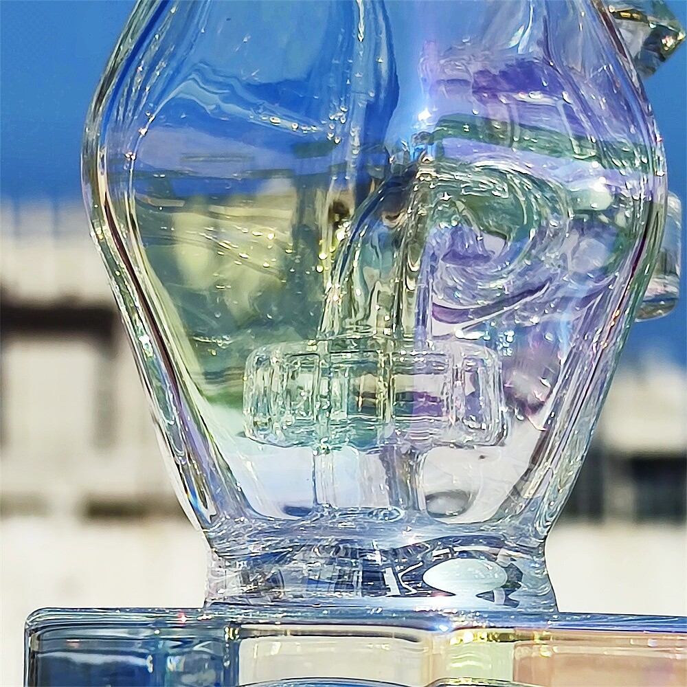 7 In Tinted Rainbow Egg Diamond Shape Joint Hookah Glass Water Pipe Bong 14mm