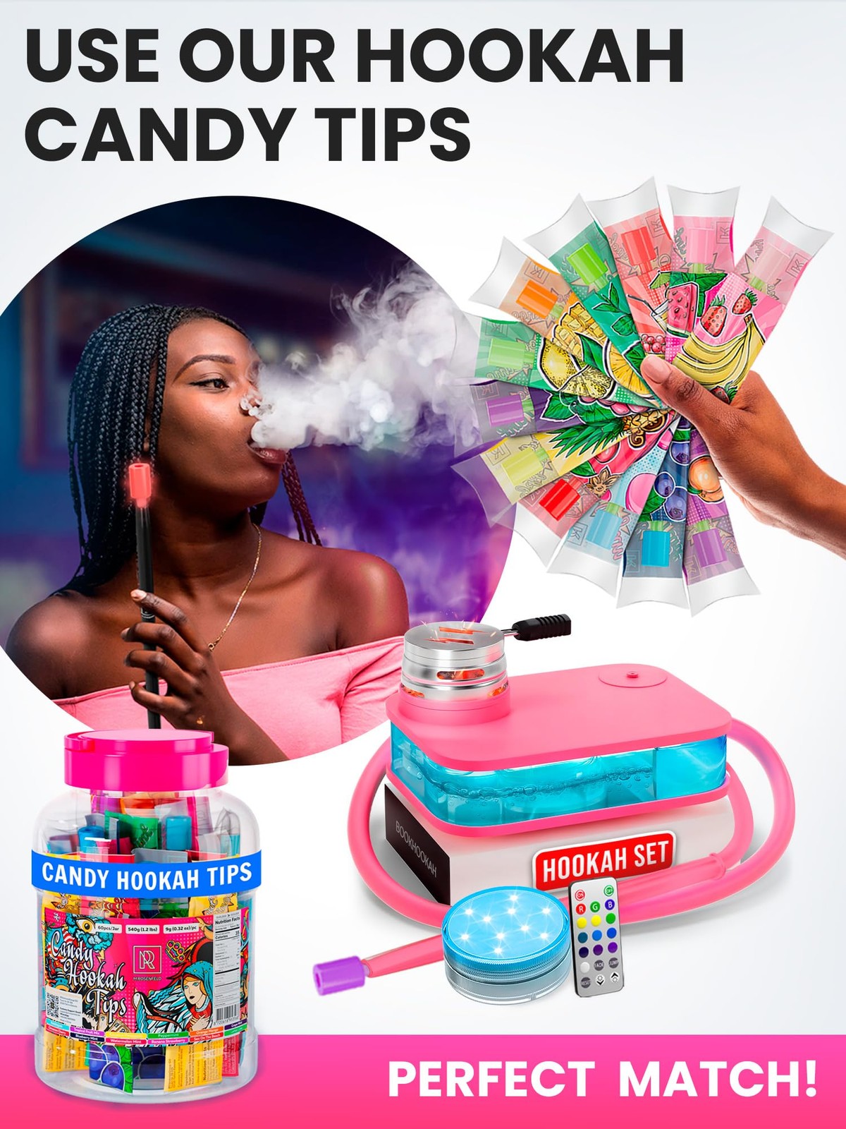M. ROSENFELD Hookah Set With Everything – Premium Pink Hookah Set And Case