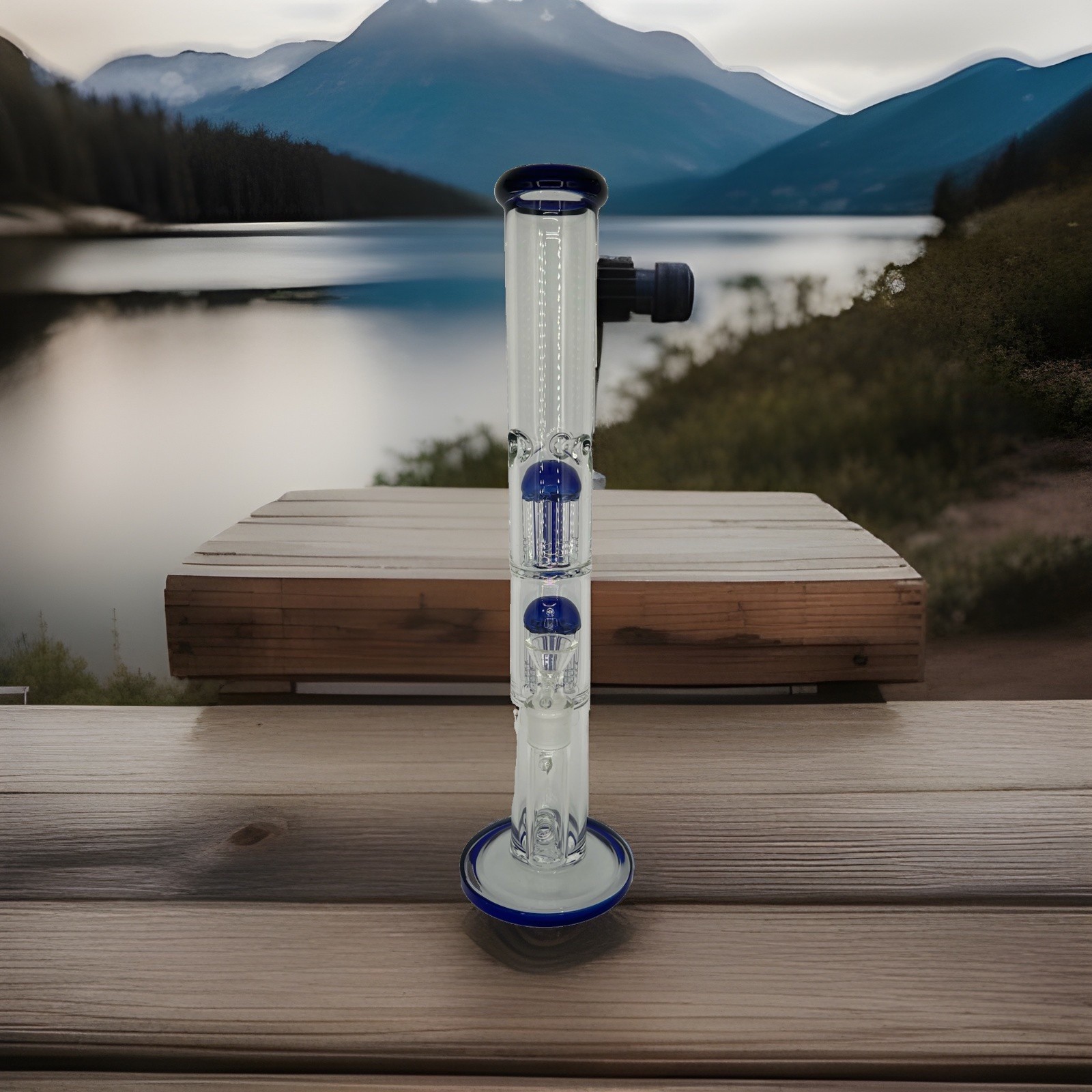 16.7”DOUBLE 8 TREE PERC RECYCLER BONG BOROSILICATE GLASS-18mm BOWL-2FREE GIFTS