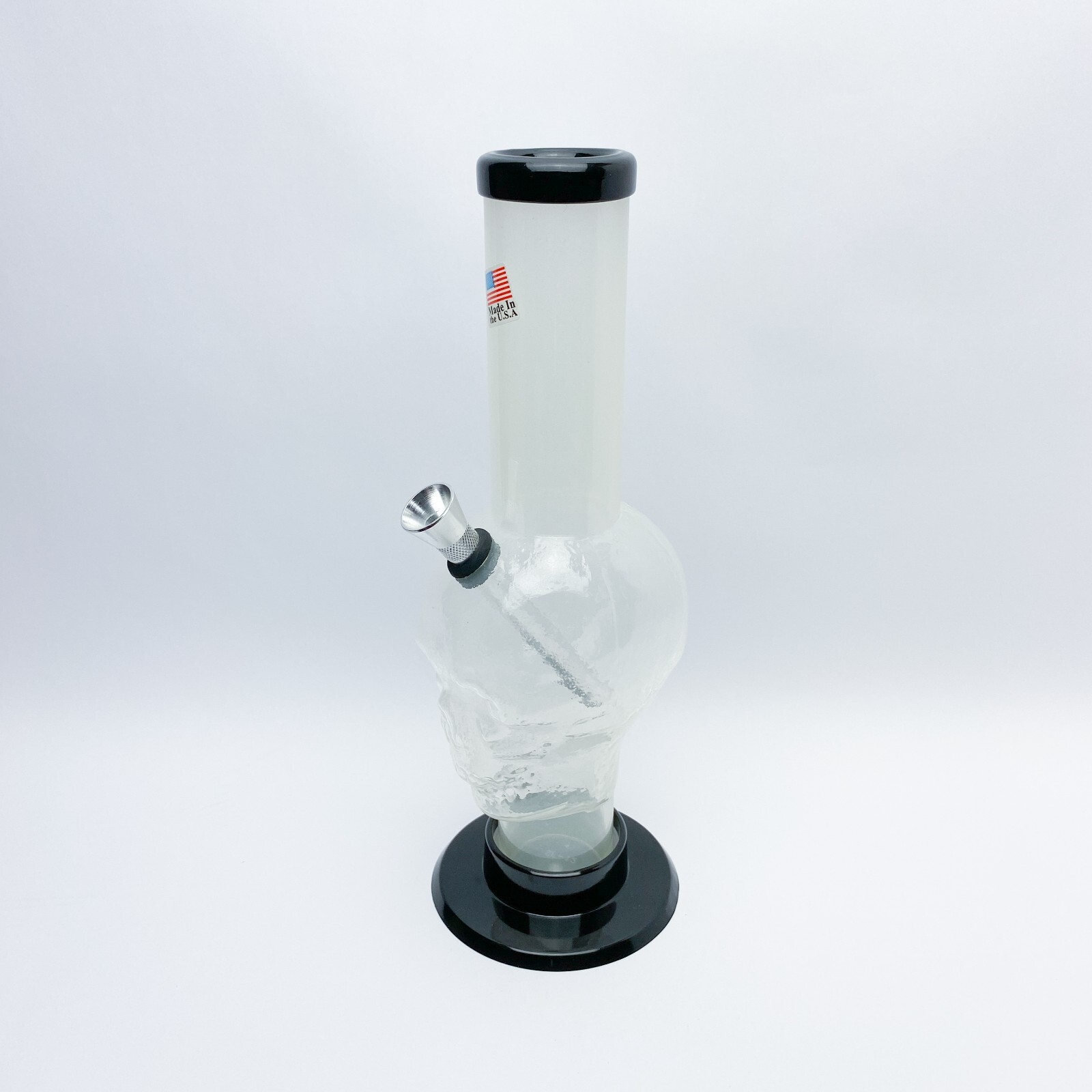 Acrylic 9&Prime; Inch Tall Frosted Skull Face Bubble Design HOOKAH WATER PIPE BONG