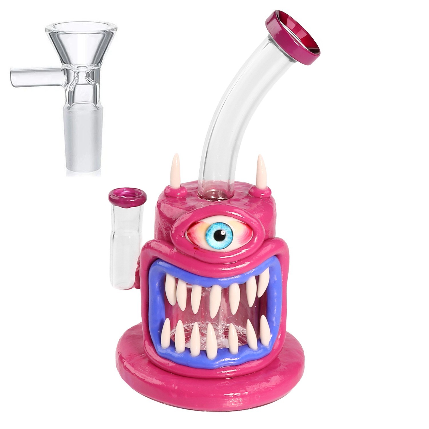10&Prime; Purple Glass Water Pipe Recycler Bong 14mm Bowl Thick Smoking Pipes Hookah