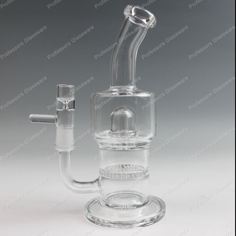9&Prime; Honeycomb UFO Percolator Bong Thick High Quality Glass Pipe Free Bowl Smoke