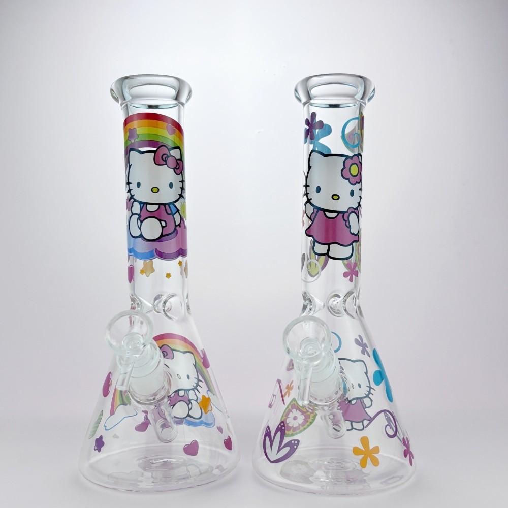 Kawaii 10 » Kitty Rainbow Sticker Glass Bong Beaker Water Pipe Smoking Hookah