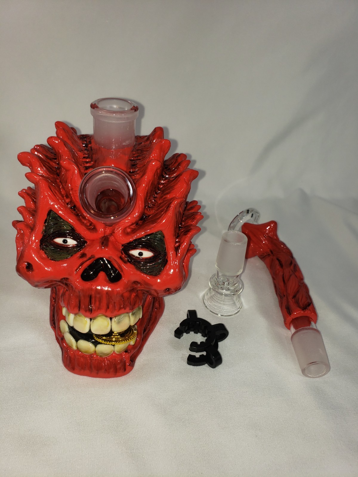 Red Skull 10&Prime; Premium Collectable art Glass Water Pipe Bong Bubbler Hookah
