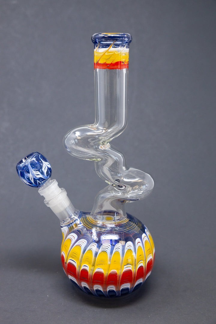 10” Psychedelic Zong Style Bong – Vibrant Swirl Glass Water Pipe Collectible