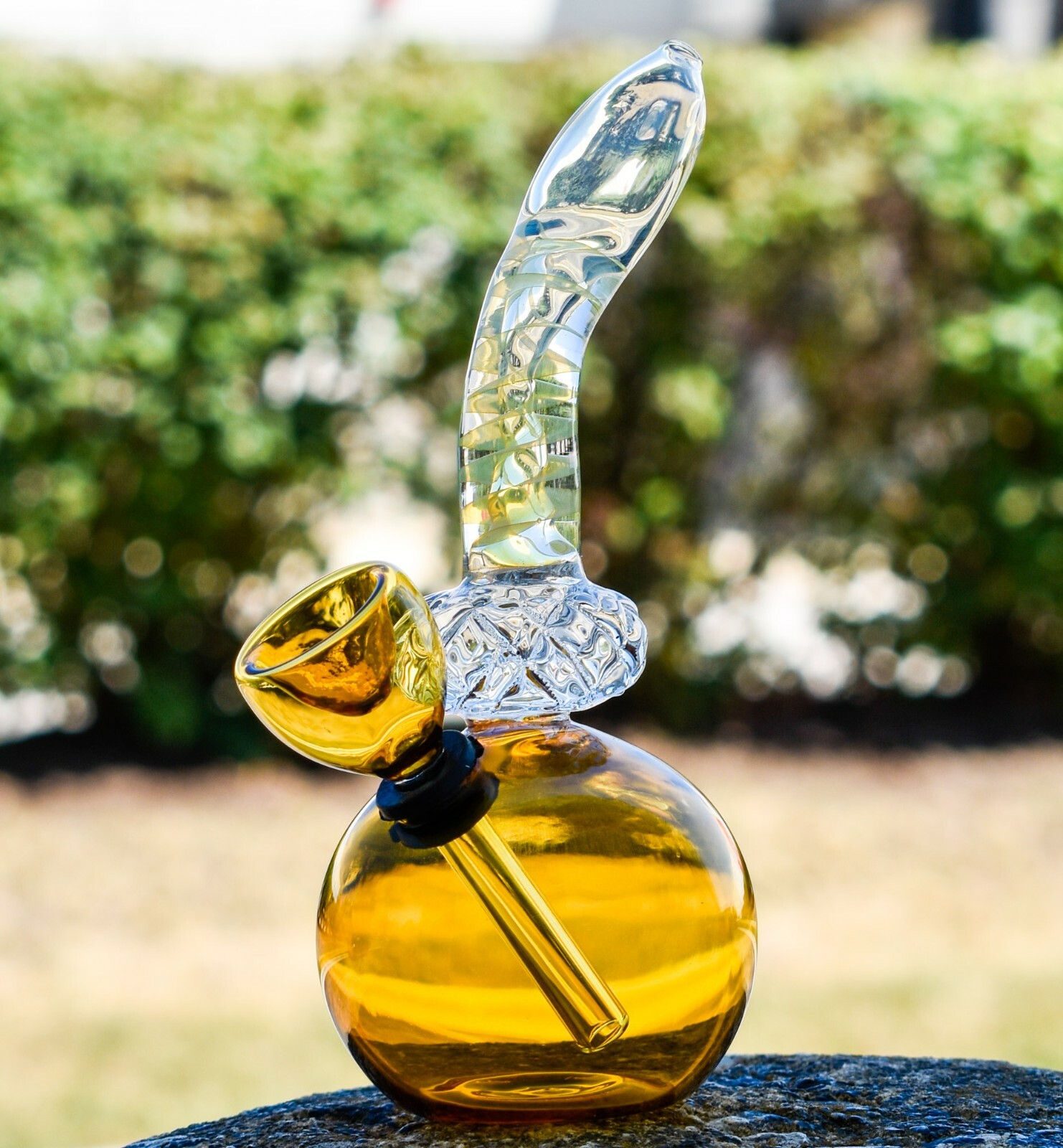 5&Prime; Spiral Tilted Mini Bong Crystal Fumed 24KT Glass Water Pipe Bong Bubbler*USA*
