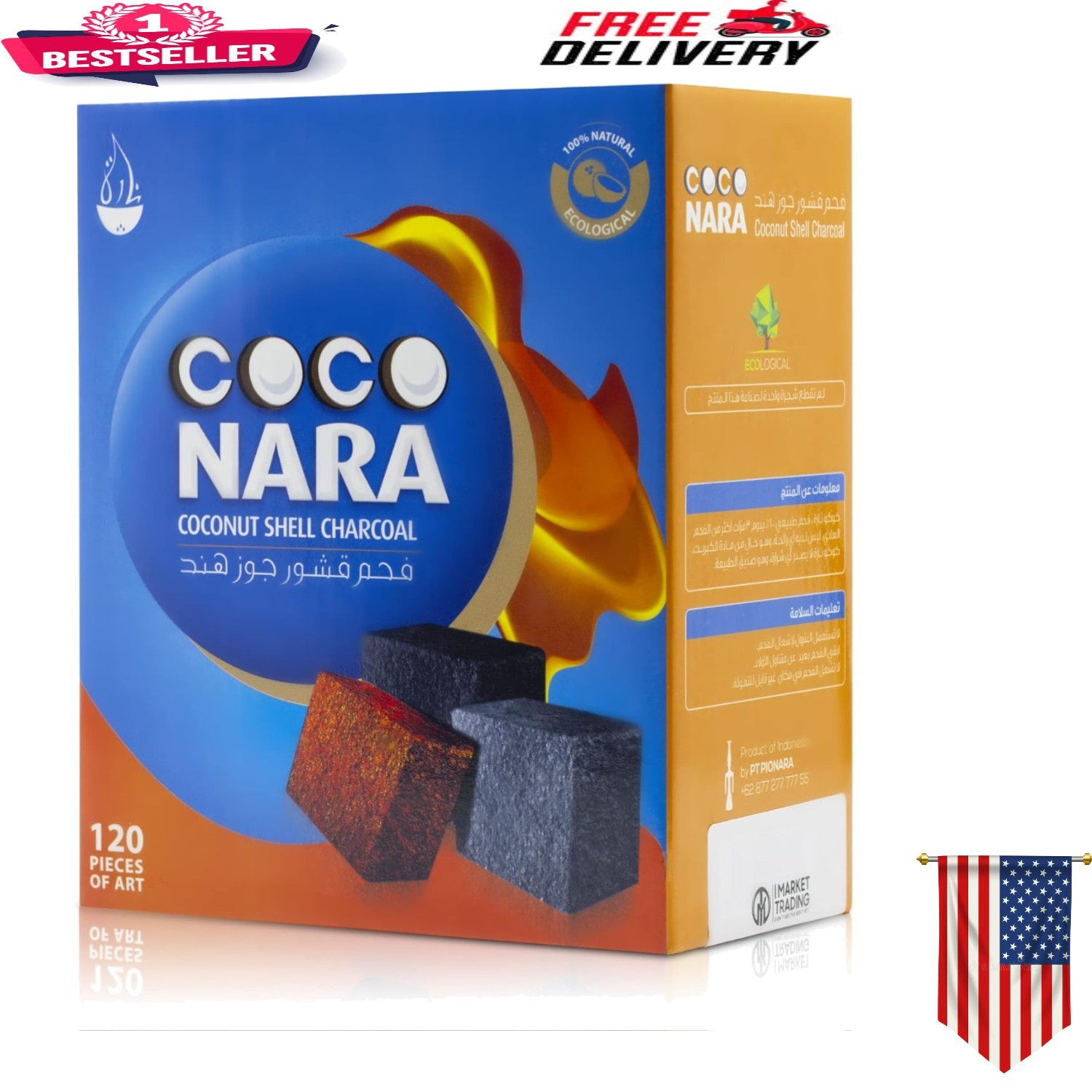Luxury Coconut Shell Hookah Charcoals – 120 Count, Flavorless & Eco-Friendly
