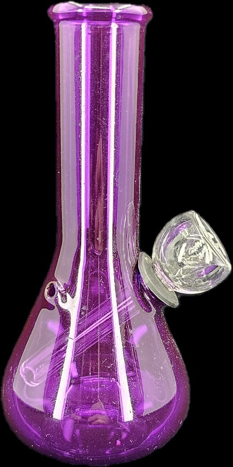 5&Prime; PURPLE GLASS Tobacco Mini Hookah Water Pipe Bong WITH SCREENS