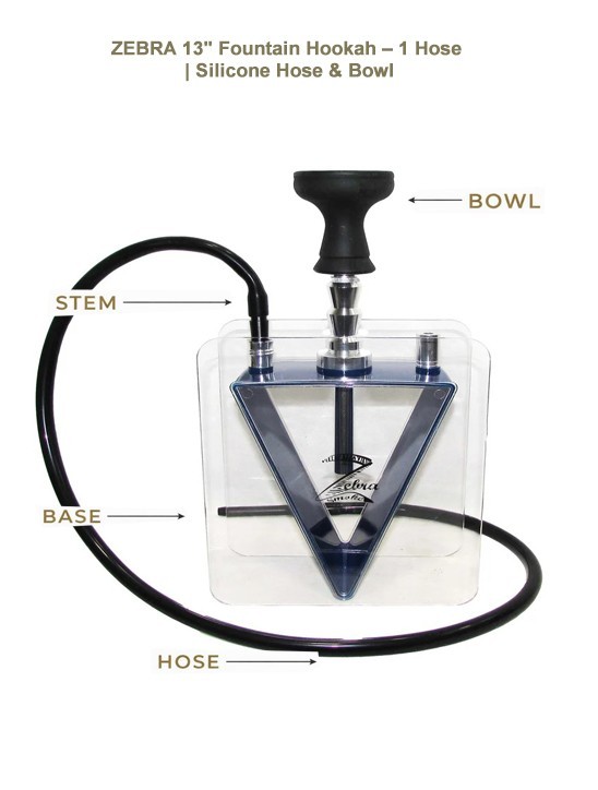 ZEBRA 13&Prime; Fountain Hookah – 1 Hose | Silicone Hose & Bowl | FREE Shipping