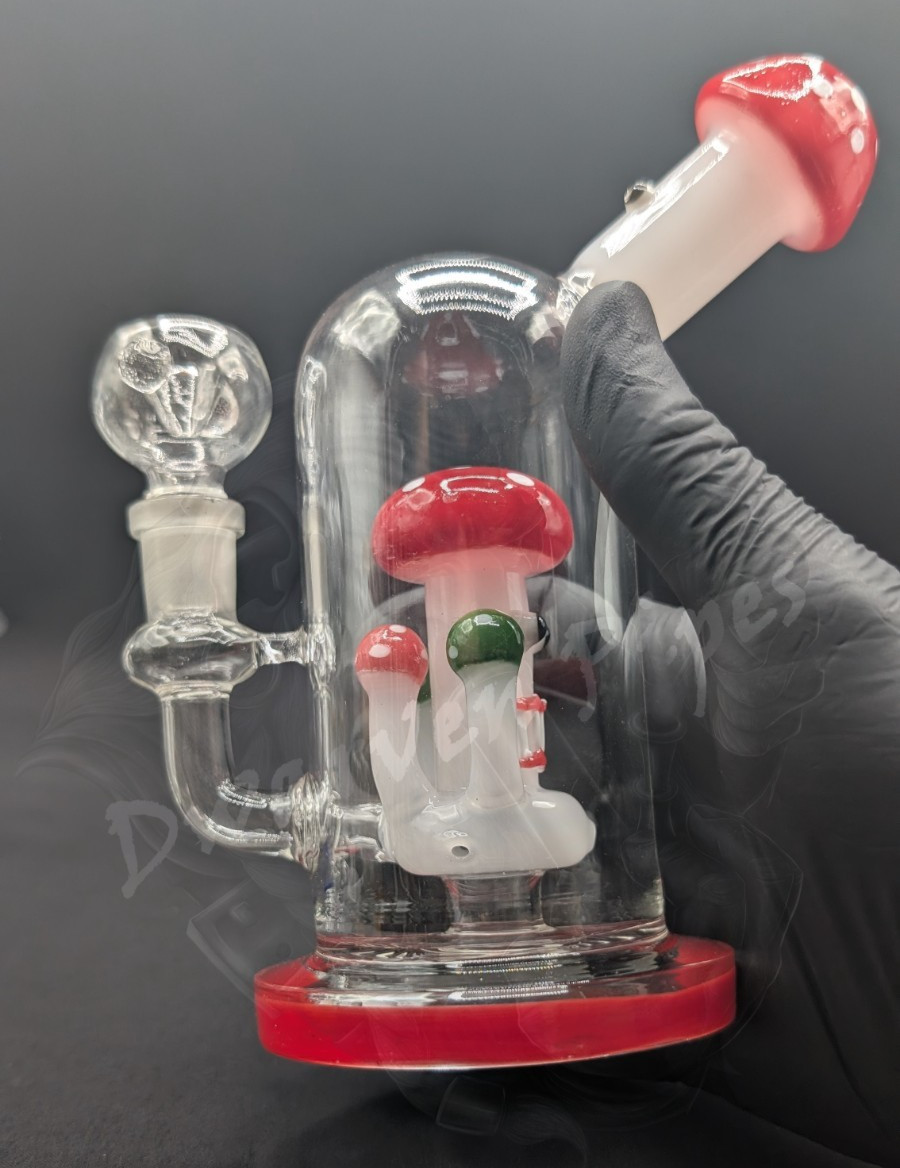 6&Prime; Inch Glass Hookah Water Pipe Bong Mushroom Style RE