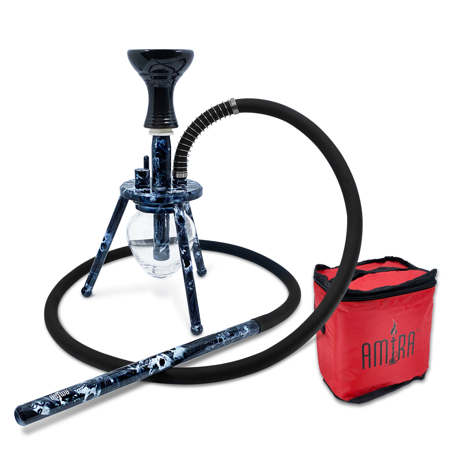 12&Prime; Mini Spider Print Skulls in Carrying Bag BYO Hookah Shisha Travel