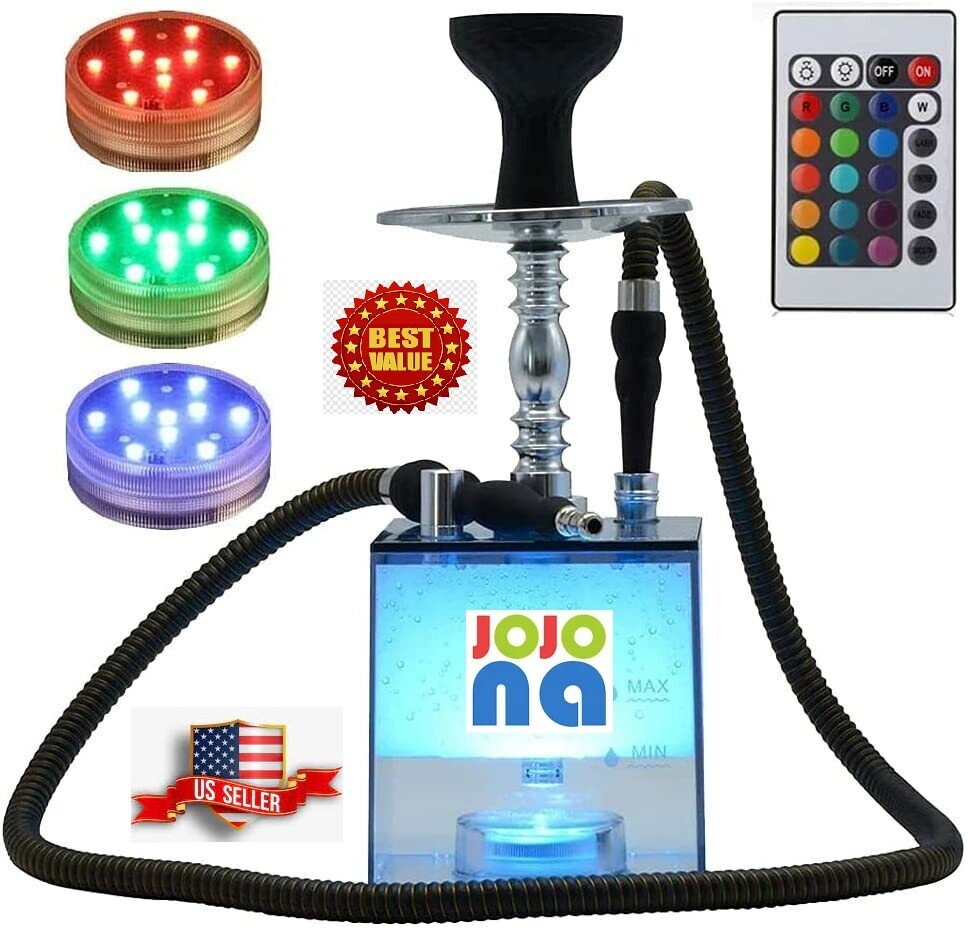🆕 DEEZER Limited Edition Pandora Glass Cube Hookah w/ LED & Remote, Tilt-proof