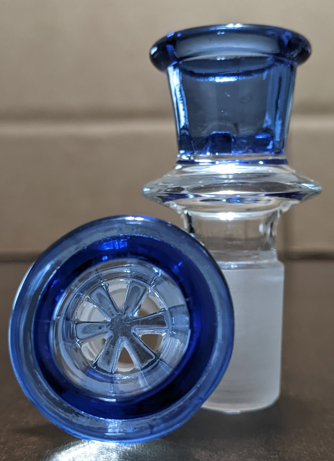 18mm Glass SNOWFLAKE SCREEN Slide BOWL Male for Water Pipe Bong (1 – ONE) Blue