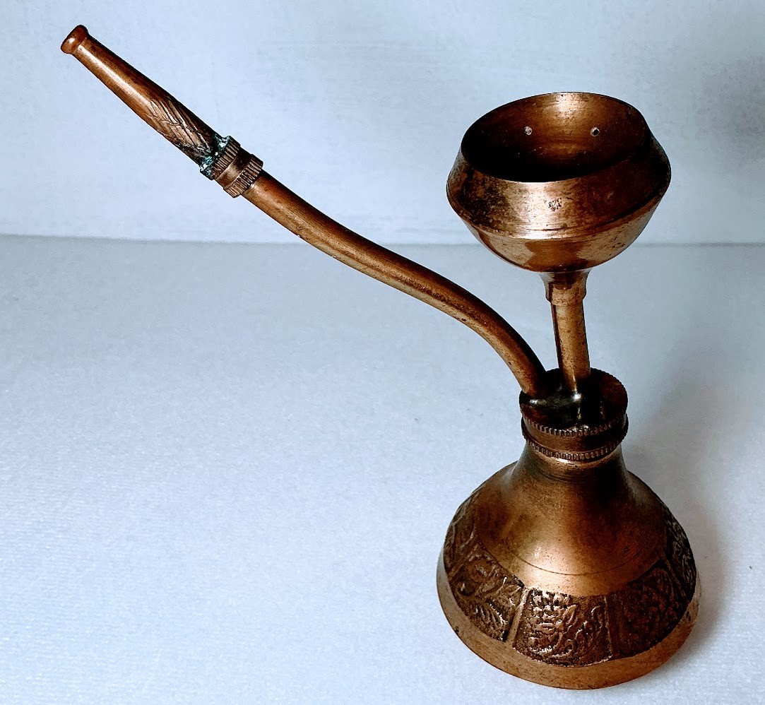 Vintage Brass Miniature Hookah 6.5&Prime; x6&Prime; Home Decor Collectible Gift Item