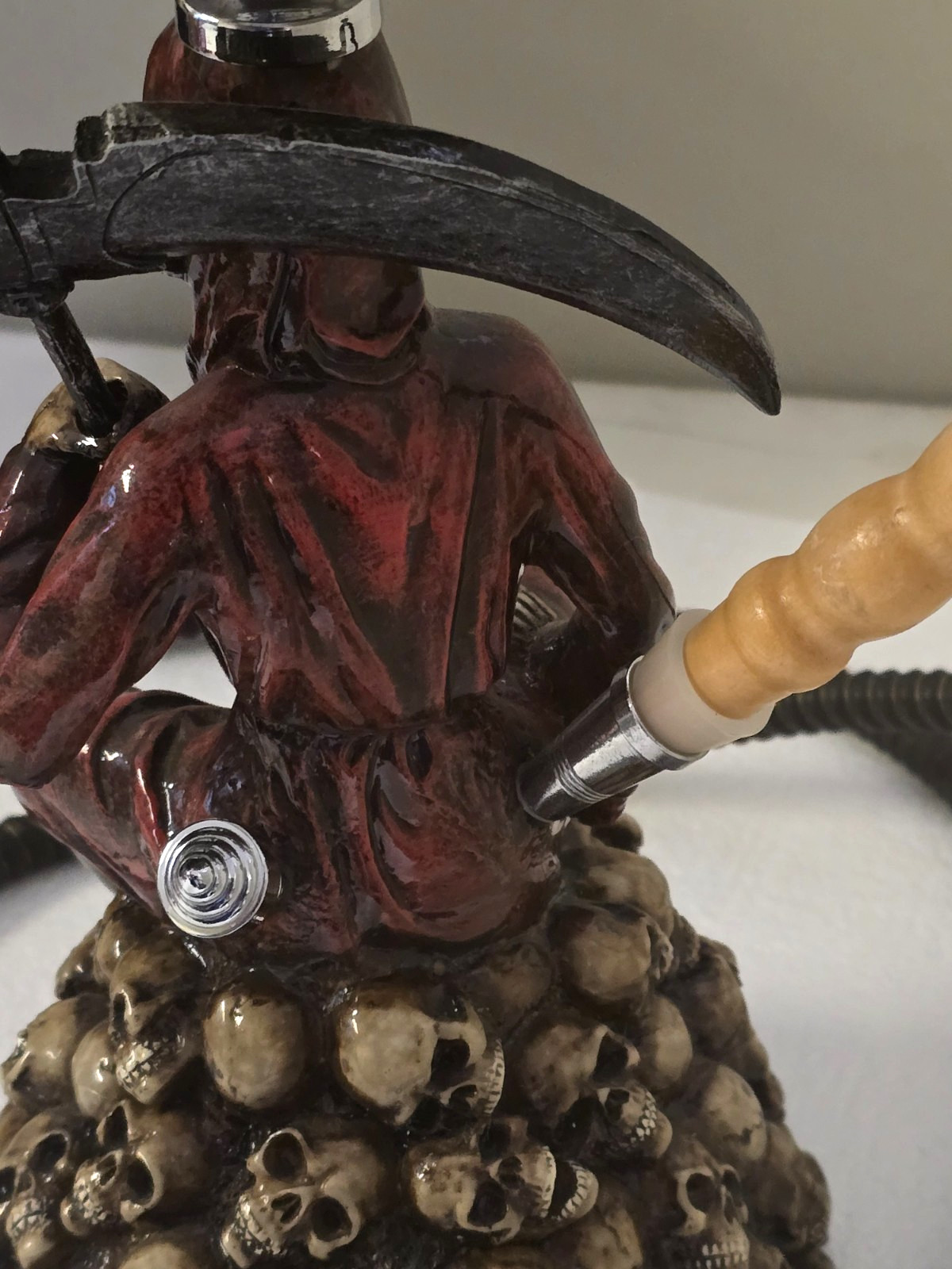 INHALE REAPER 12 inch tall Hookah (Set: 2 Hoses, Ceramic Bowl & Tongs)