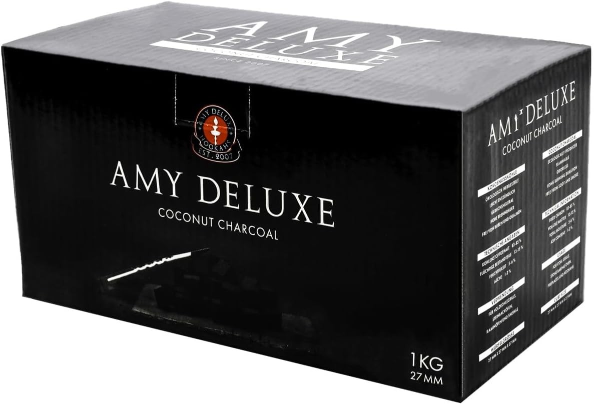 Amy Deluxe Natural Coconut Charcoal for Hookah Shisha (27mm 1kg)
