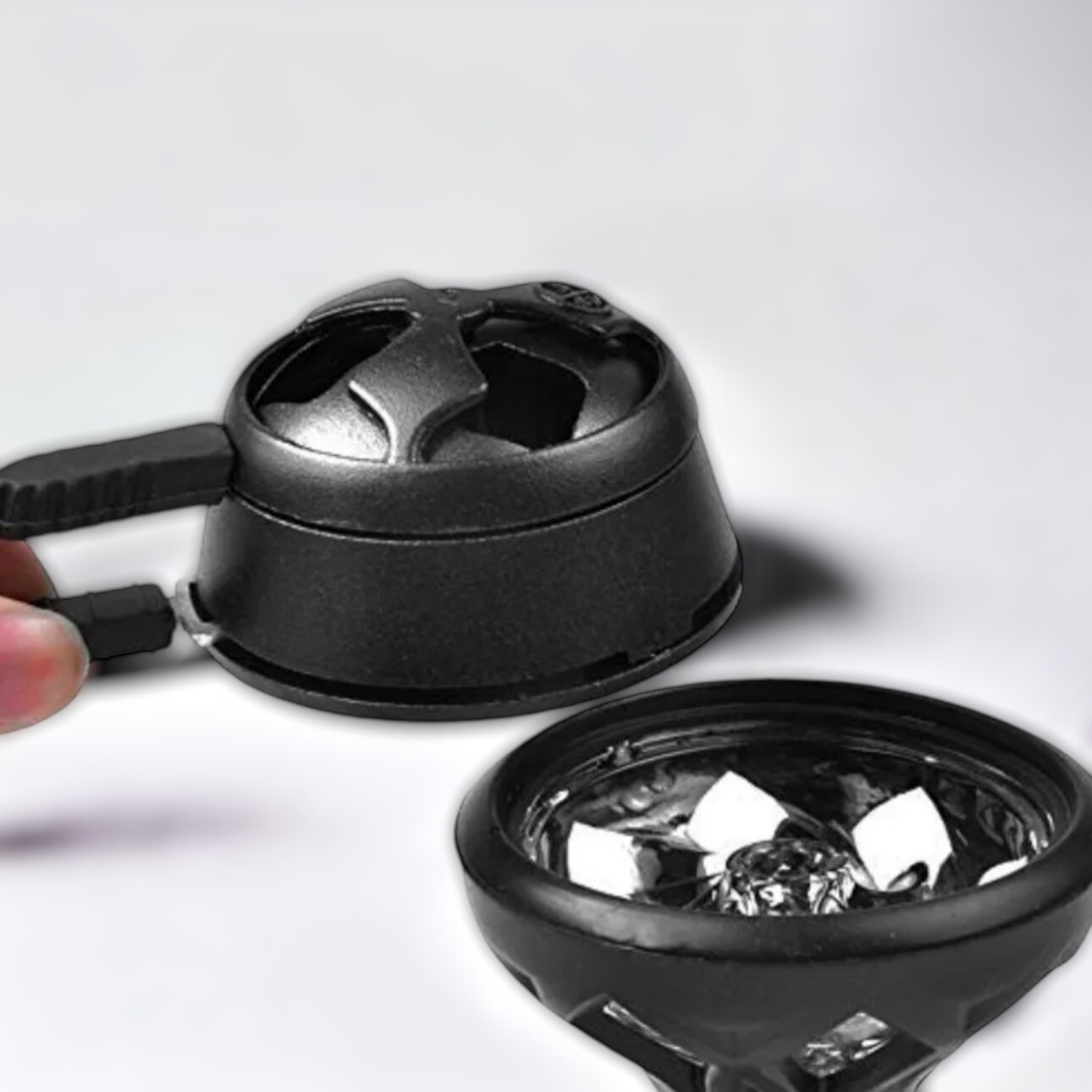 Crystal Silicone & Glass Hookah Bowl Head Top Set With Metal Charcoal Holder