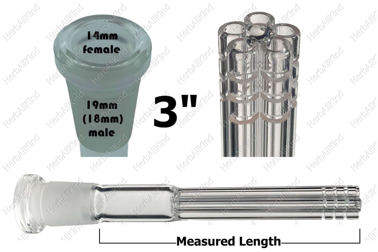 3&Prime; Glass Downstem 5-Arm Tree Barrel Tube 15-Cut 19mm (18mm) to 14mm