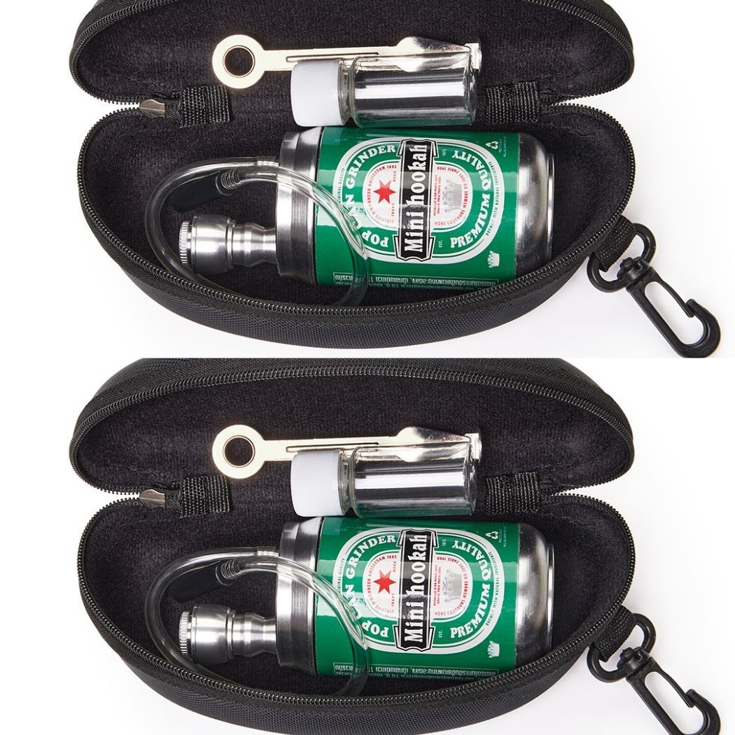 2Pack 4.5&Prime; Metal Mini Small Bong Smoking Tobacco Water Pipe Hookah with Box