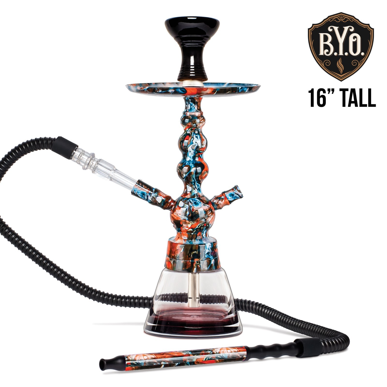 16&Prime; BYO Hookah Set Green Stellar Hookah Toker 1 Hose Click Technology