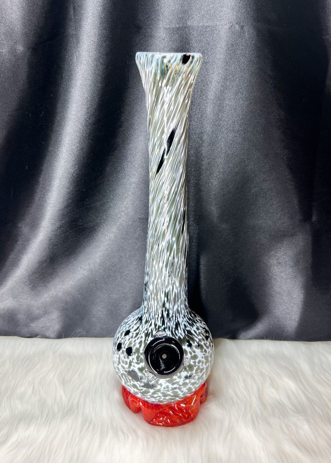 Noble Glass Black & White Speckled Bong Soft Glass Heady USA Made 13 Inch Bong