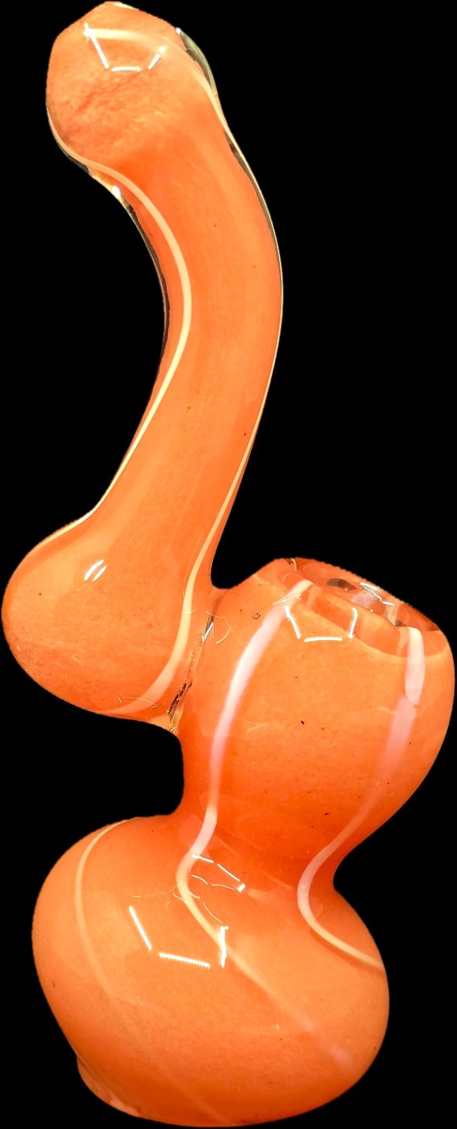 5&Prime; inch PEACH WHITE Glass Bubbler Tobacco Bong Hookah Water Pipe Carb + SCREENS
