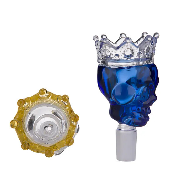 14mm male Glass Bowl Skull with Crown Style BIG Size Slide Bowl Part for Bong