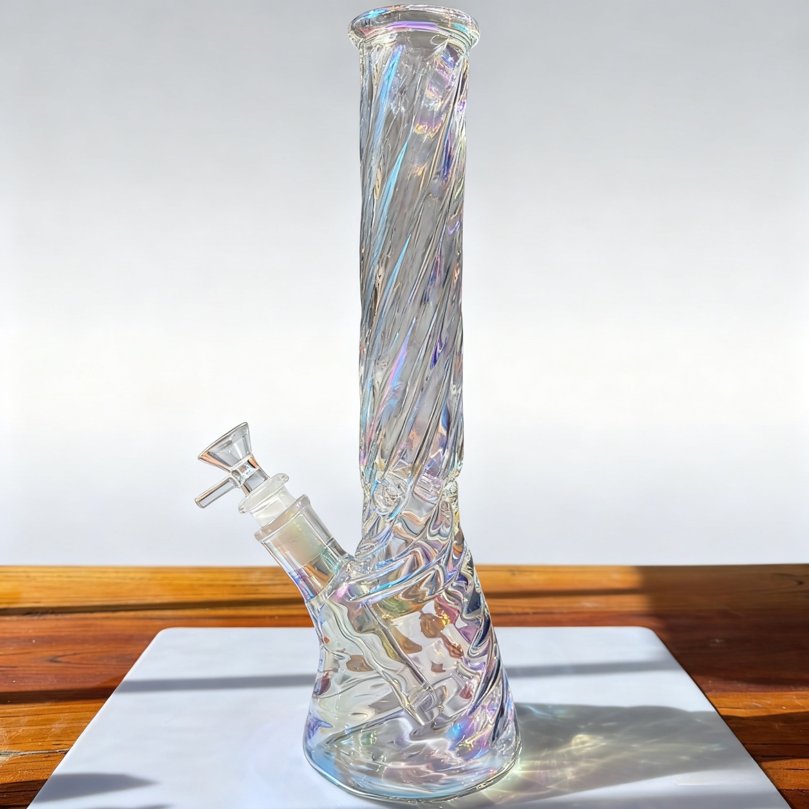 BIG 12&Prime; Iridescent Threaded Glass Bong Heavy Water Pipe Bubbler Beaker Hookah