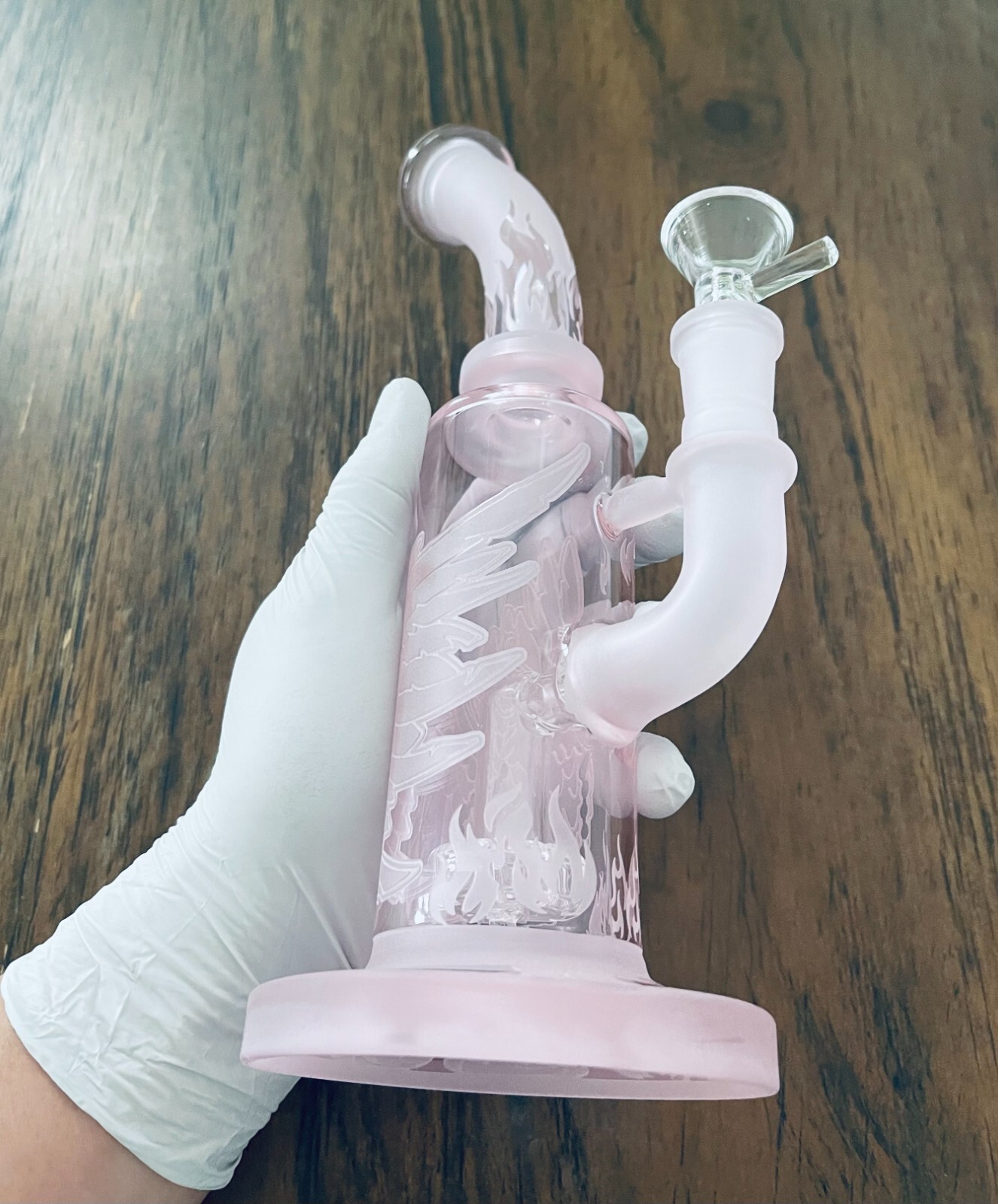 10&Prime; Premium Hookah Glass Water Bong Pink Percolator Shower Bend Phoenix💗💗💗