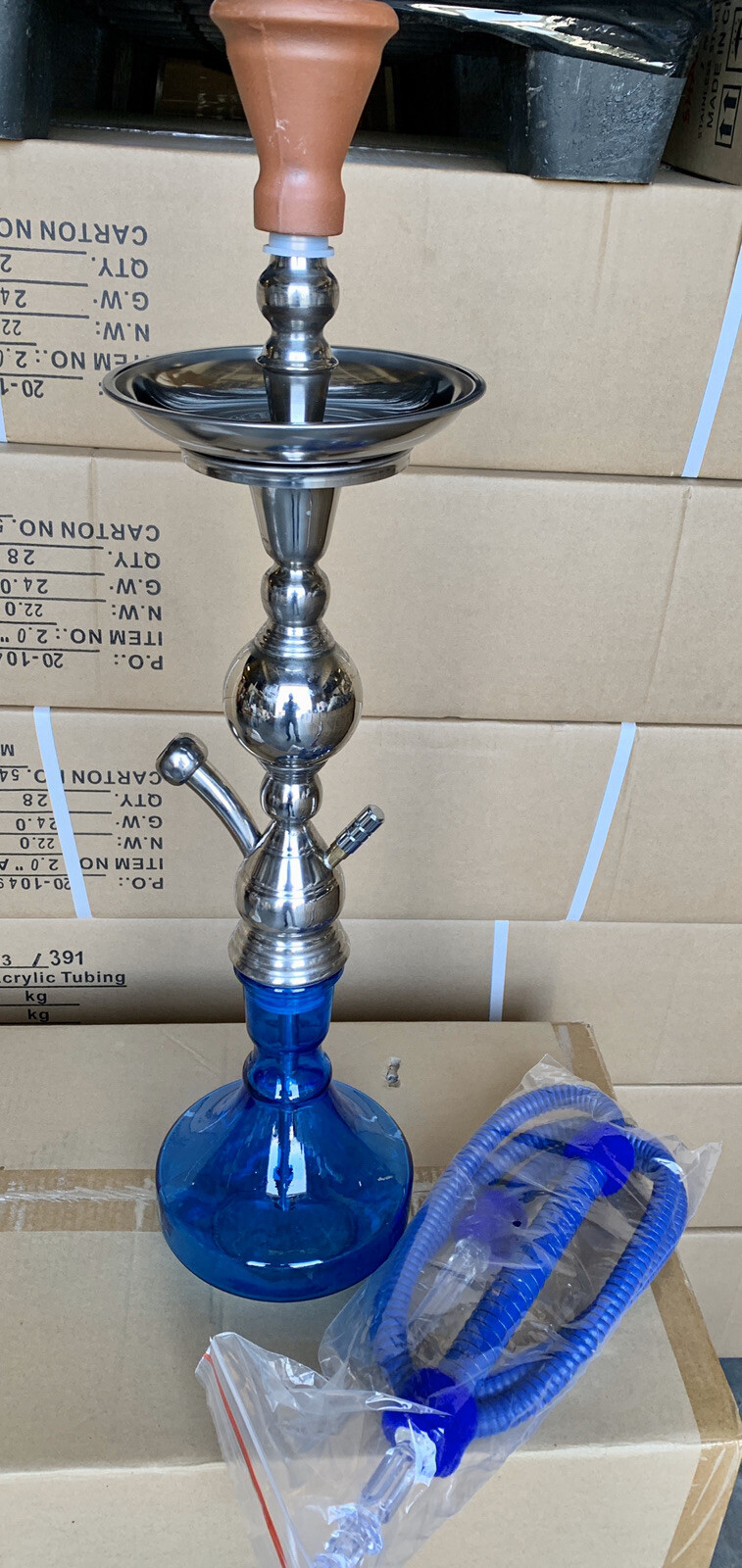 INHALE 26 “ STAINLESS STEEL EGYPTIAN STYLE HOOKAH WITH A LARGE WASHABLE HOSE