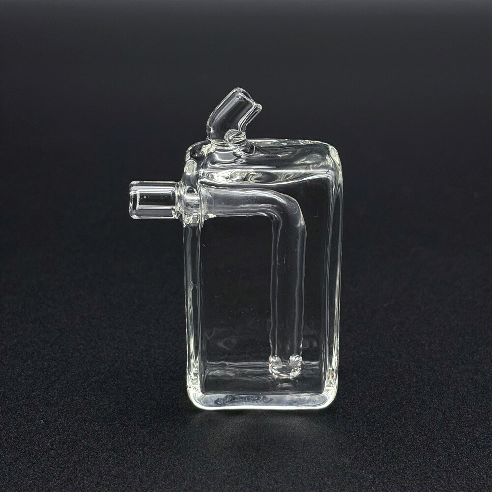 2.7&Prime; MINI Glass Bong Heavy Clear Rectangle Hookah Smoking Water Pipe W/Bowl+Hose