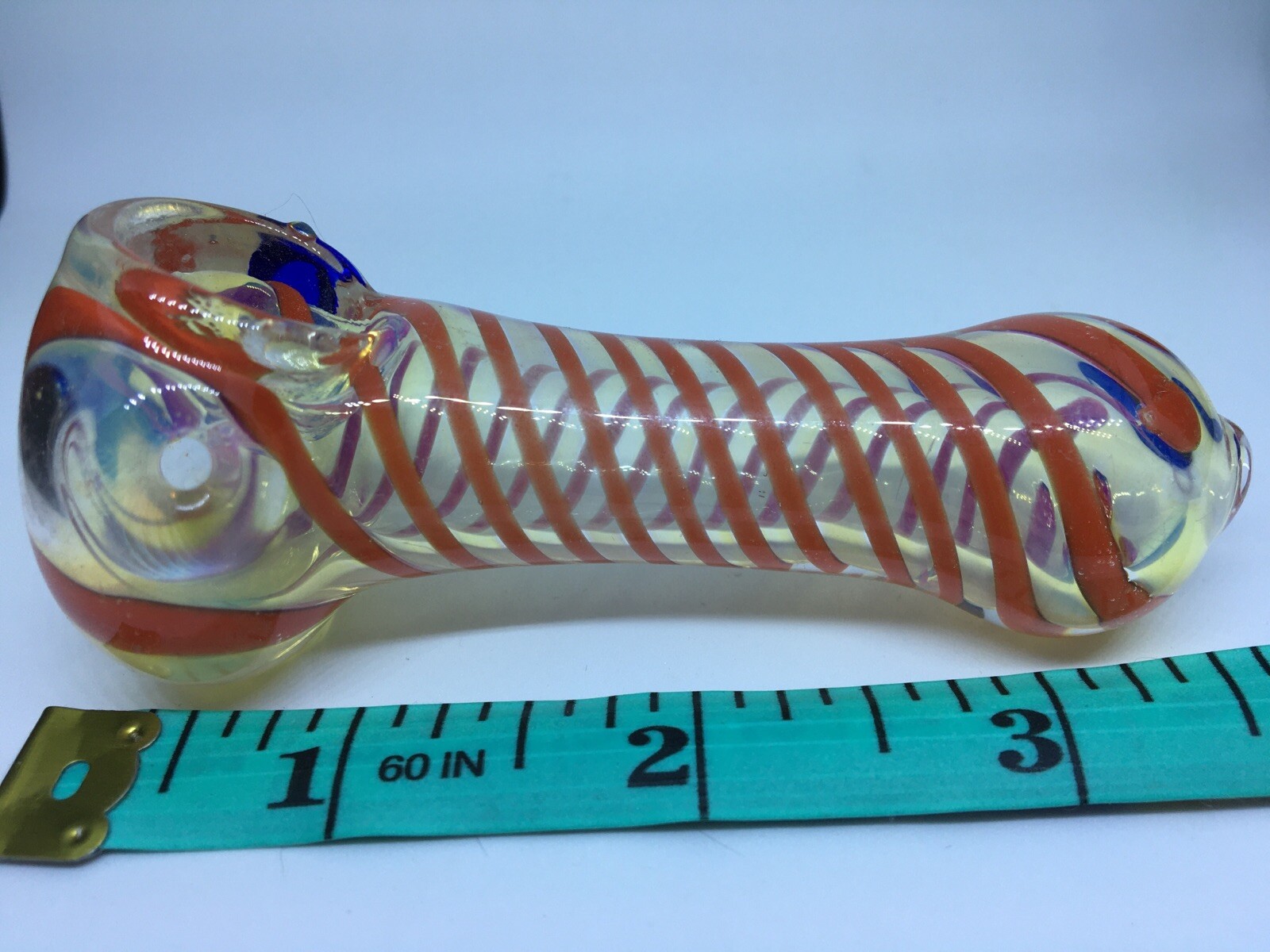 USA 3.5” HEAVY THICK BLOWN GLASS BOWL HAND PIPE SPOON SWIRL MINI PIPA TOBACCO OG