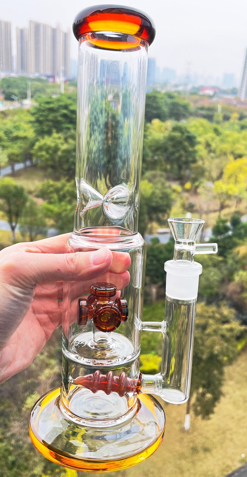 13&Prime; Heavy Glass Bong Percolate 1.8lb Bongs Smoking Hookah Water Pipe 19mm bowl