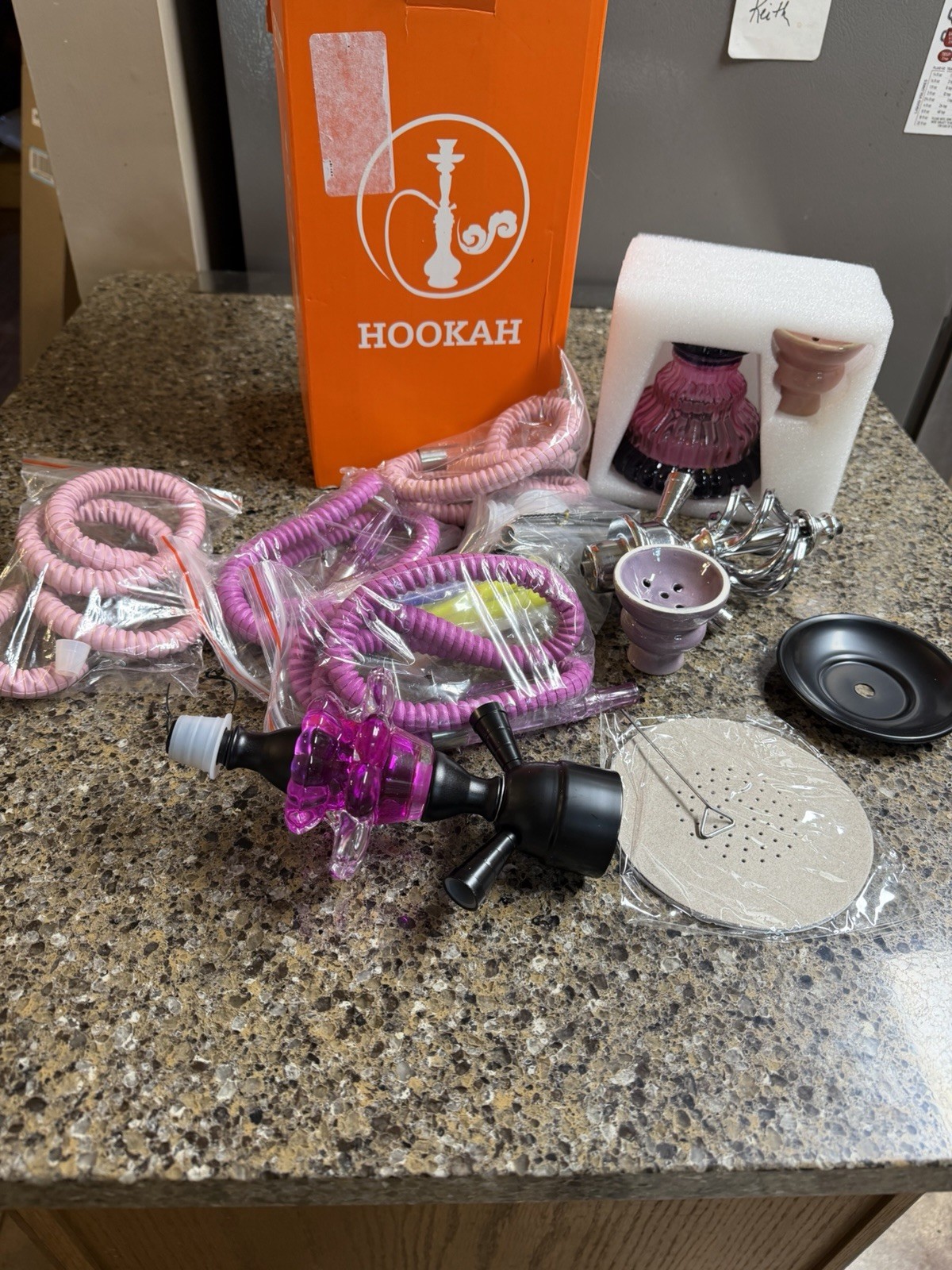 Plogsee Pink Hookah Set w/Hoses, Bowl, Tray, Foil & Disposable Tips-PARTS ONLY