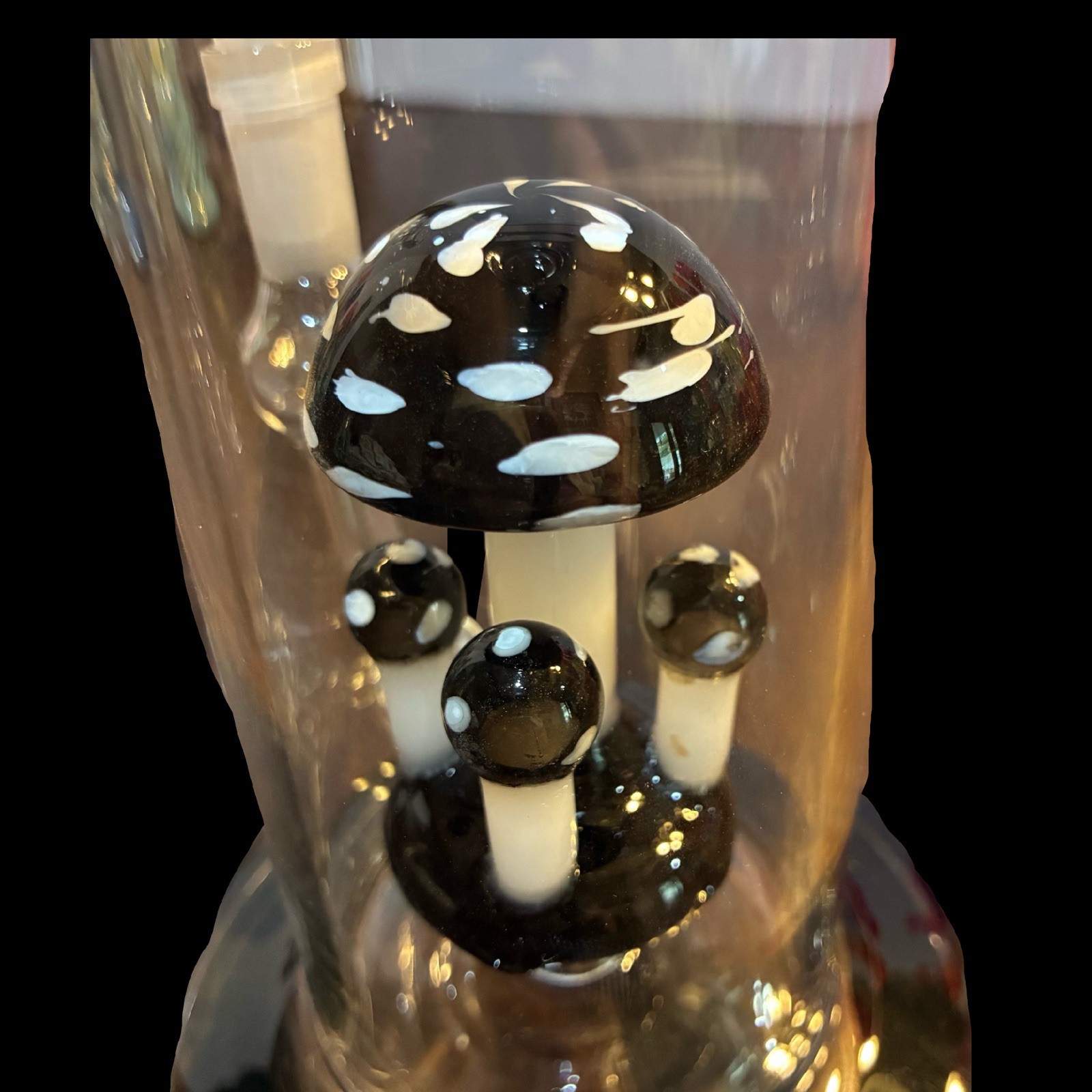 Hookah Water Pipe Glass 9&Prime; Black/White Mushroom Percolator Beaker Tobacco Bong