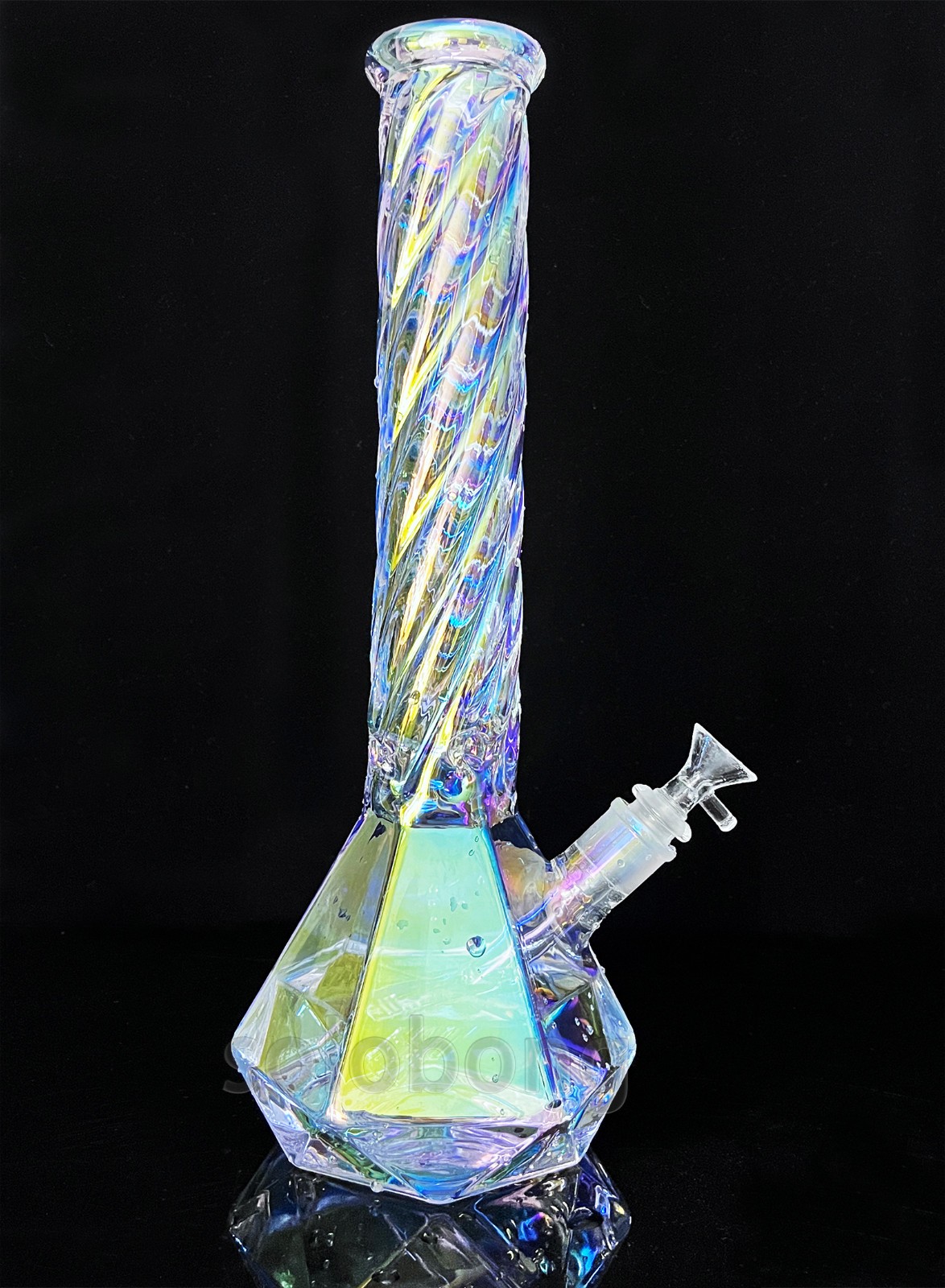 15&Prime; Heavy Glass Bong Rainbown Twist Water Pipe Smoking Hookah Beaker 14mm Bowl