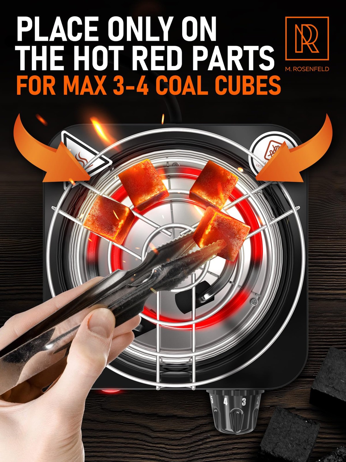 M. ROSENFELD Hookah Coal Burner 500W with Grid – Coal Burner for Hooka