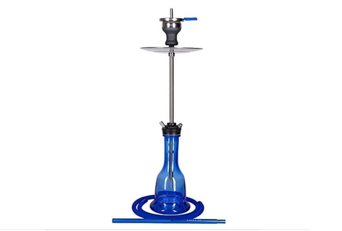 Nargila New Narghile Shisha Chicha Glass Hookah Hukka Pipe Smoking Water, Blue