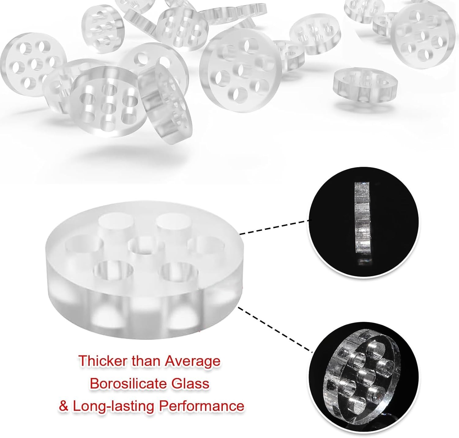 30-Pack 8Mm High-Borosilicate Glass Screens with 7 Honeycomb Holes for Pipes and